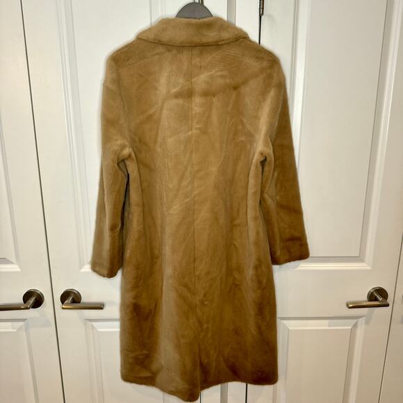 ZARA Light Brown Beige Faux Fur Long Coat Trench Blogger Favorite | Large - Picture 11 of 16